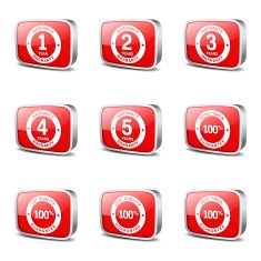Warranty Guarantee Seal Square Vector Red Icon Design Set N3