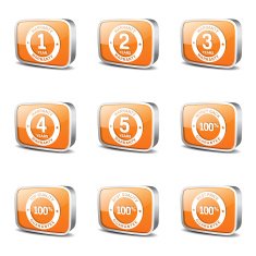 Warranty Guarantee Seal Square Vector Orange Icon Design Set N3