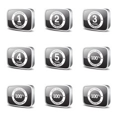 Warranty Guarantee Seal Square Vector Black Button Icon Design Set N3