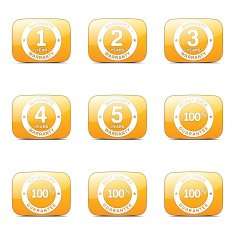 Warranty Guarantee Seal Square Vector Yellow Icon Design Set N4