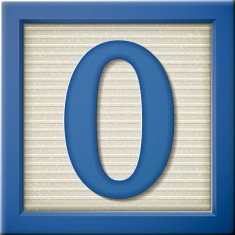 3d blue number block 0