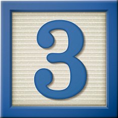 3d blue number block 3