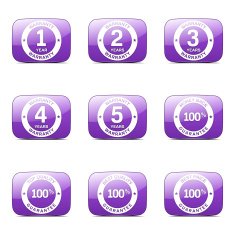 Warranty Guarantee Seal Square Vector Violet Icon Design Set N4