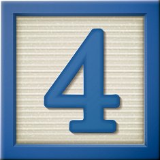 3d blue number block 4