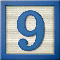 3d blue number block 9