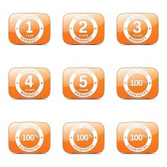 Warranty Guarantee Seal Square Vector Orange Icon Design Set N4
