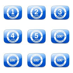 Warranty Guarantee Seal Square Vector Blue Icon Design Set N4