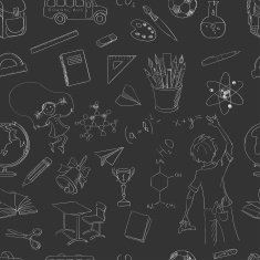 Seamless pattern school board freehand drawing