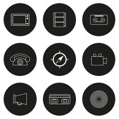 Set of flat icons on retro theme