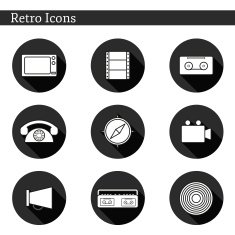 Set of flat icons on retro theme N2
