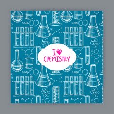 card with the chemical flasks