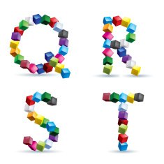 Four letters made of colored blocks N4