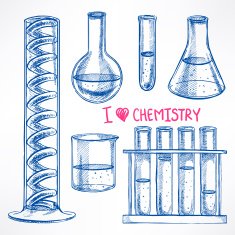 set with the chemical flasks