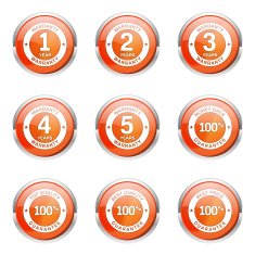 Warranty Guarantee Seal Orange Vector Button Icon Design Set N4