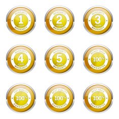 Warranty Guarantee Seal Yellow Vector Button Icon Design Set N4
