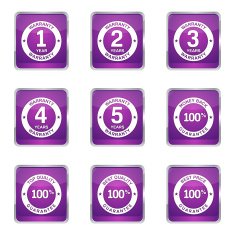 Warranty Guarantee Seal Square Vector Violet Icon Design Set N5