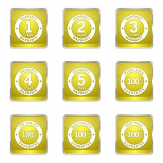 Warranty Guarantee Seal Square Vector Yellow Icon Design Set N5