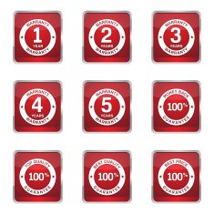 Warranty Guarantee Seal Square Vector Red Icon Design Set N5