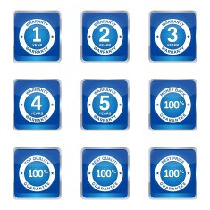 Warranty Guarantee Seal Square Vector Blue Icon Design Set N5