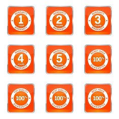 Warranty Guarantee Seal Square Vector Orange Icon Design Set N5