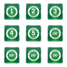 Warranty Guarantee Seal Square Vector Green Icon Design Set N5