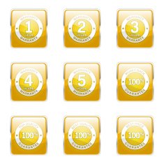 Warranty Guarantee Seal Square Vector Yellow Icon Design Set N6