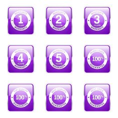 Warranty Guarantee Seal Square Vector Violet Icon Design Set N6