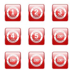 Warranty Guarantee Seal Square Vector Red Icon Design Set N6