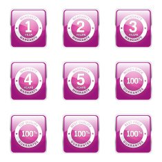 Warranty Guarantee Seal Square Vector Pink Icon Design Set N6