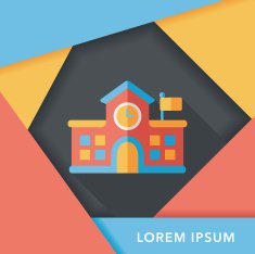 Building school flat icon with long shadow eps10 N44