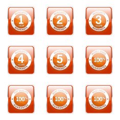 Warranty Guarantee Seal Square Vector Orange Icon Design Set N6