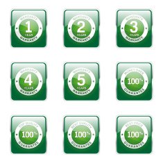 Warranty Guarantee Seal Square Vector Green Icon Design Set N6