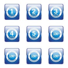 Warranty Guarantee Seal Square Vector Blue Icon Design Set N6