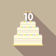 Birthday cake illustration - ten