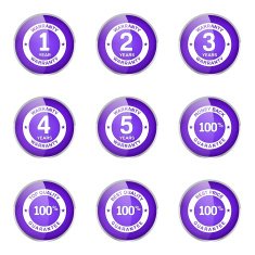 Warranty Guarantee Seal Violet Vector Button Icon Design Set N6