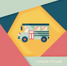 School Bus flat icon with long shadow eps10 N9