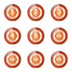 Warranty Guarantee Seal Orange Vector Button Icon Design Set N5
