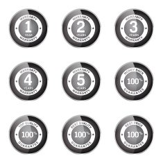 Warranty Guarantee Seal Black Vector Button Icon Design Set N6