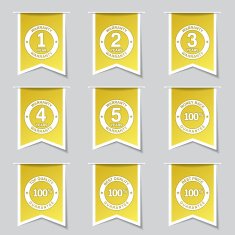 Warranty Guarantee Seal Label Vector Yellow Icon Design Set