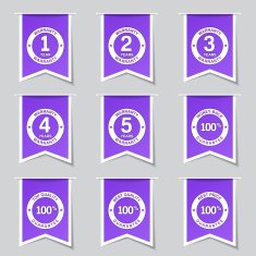 Warranty Guarantee Seal Label Vector Violet Icon Design Set