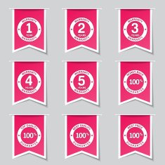 Warranty Guarantee Seal Label Vector Pink Icon Design Set