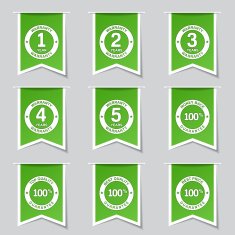 Warranty Guarantee Seal Label Vector Green Icon Design Set