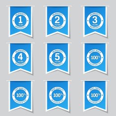 Warranty Guarantee Seal Square Vector Blue Icon Design Set N7