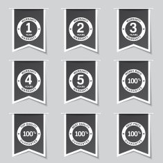 Warranty Guarantee Seal Label Vector Black Button Icon Design Set