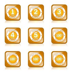 Warranty Guarantee Seal Square Vector Yellow Icon Design Set N7