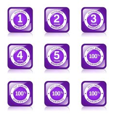 Warranty Guarantee Seal Square Vector Violet Icon Design Set N7