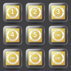 Warranty Guarantee Seal Square Vector Yellow Icon Design Set N8