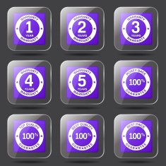 Warranty Guarantee Seal Square Vector Violet Icon Design Set N8