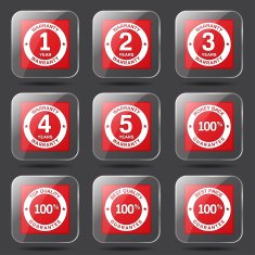 Warranty Guarantee Seal Square Vector Red Icon Design Set N8