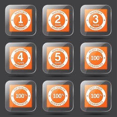 Warranty Guarantee Seal Square Vector Orange Icon Design Set N8